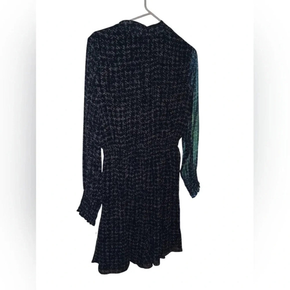 Just Taylor Womens Dress Medium Black Chiffon Long Sheer Sleeve Peasant Tie Neck - Picture 3 of 7